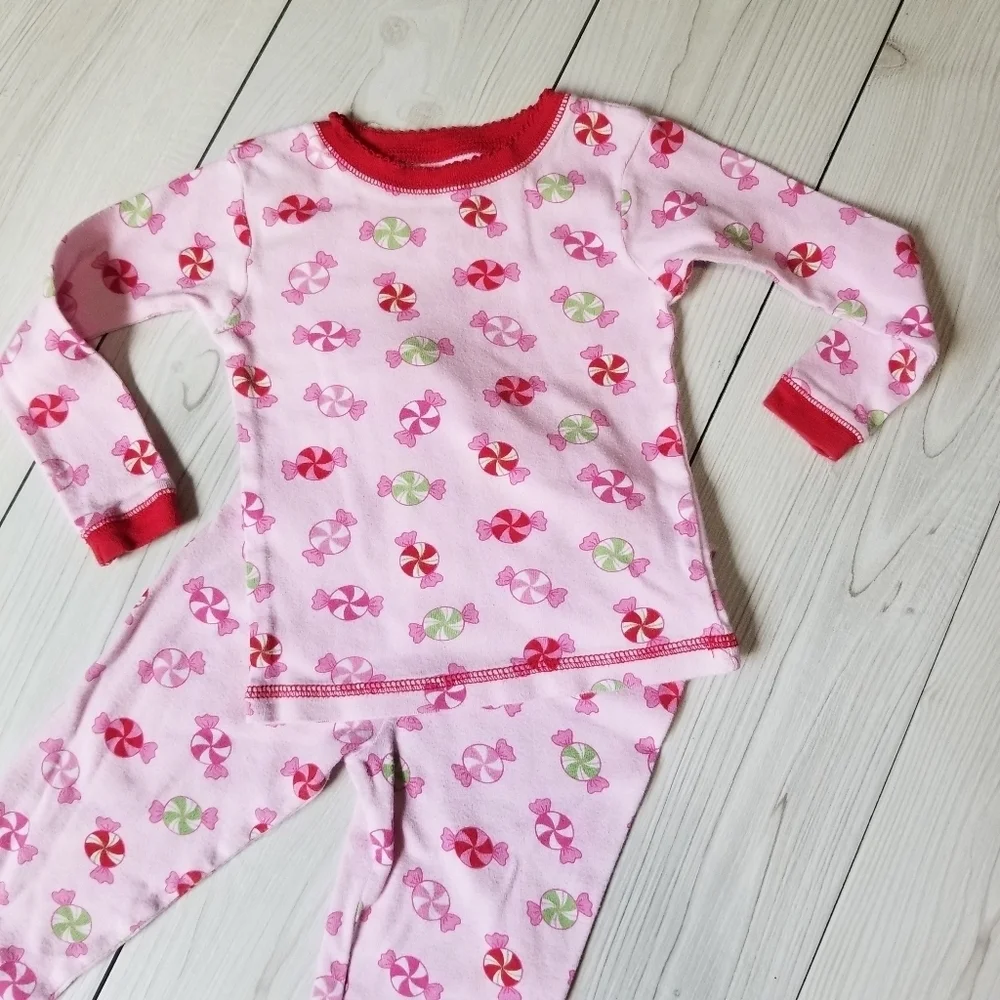 Just one year Carter's pink and red peppermint 2 piece pajama size 18 mo